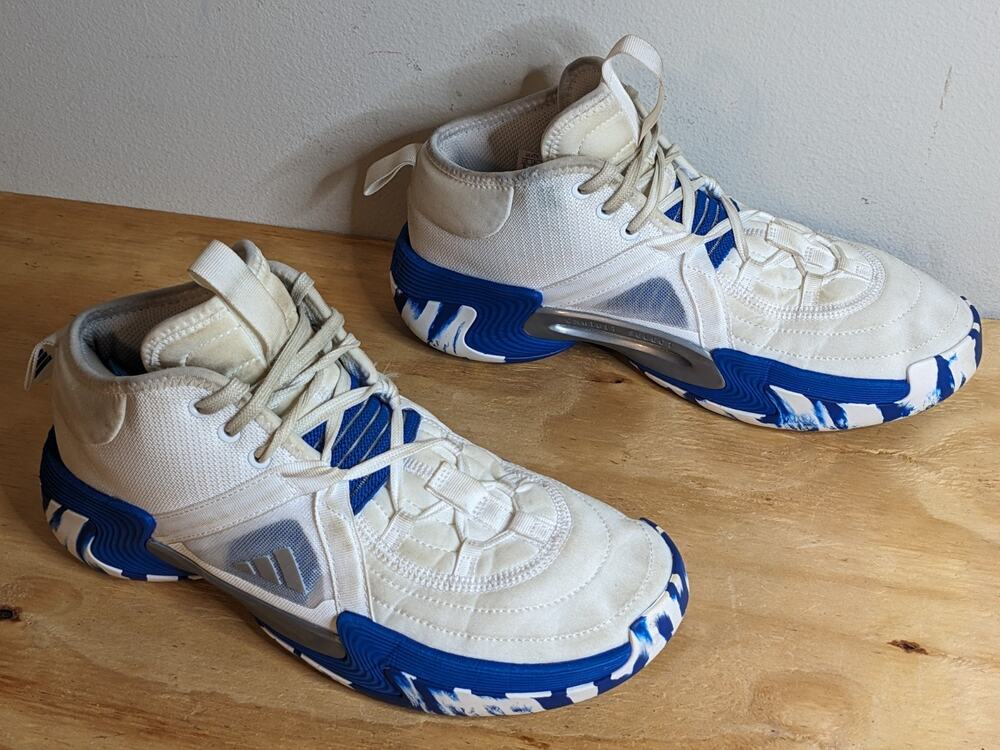 Adidas Womens Exhibit Select Mid Sneaker (White/Team Royal Blue) - Size 8